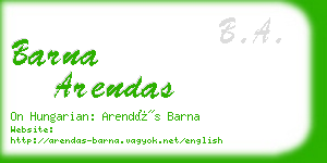barna arendas business card